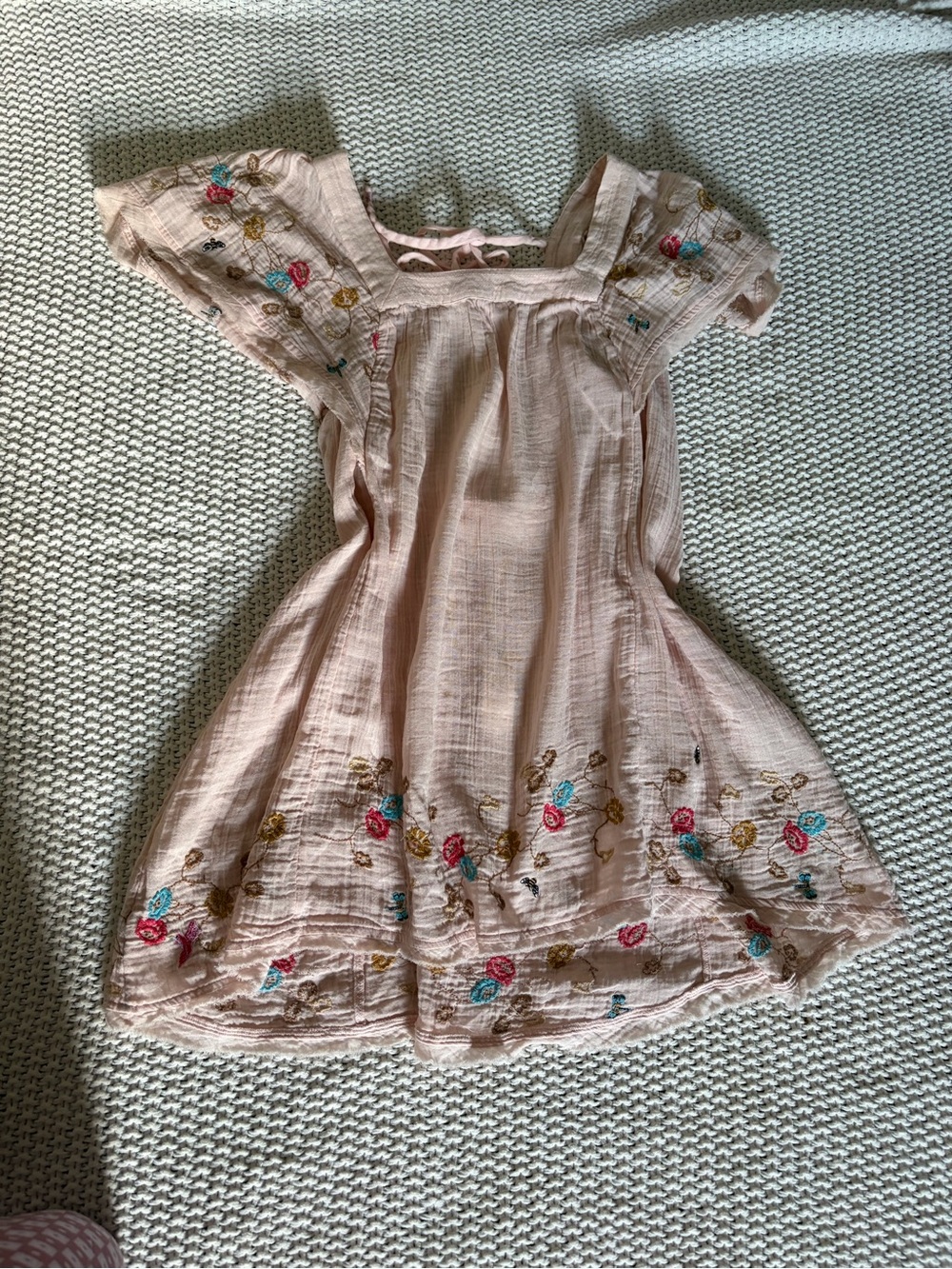 Anthropologie NWT Pink Floral Embroidered Mini Dress — Size XS